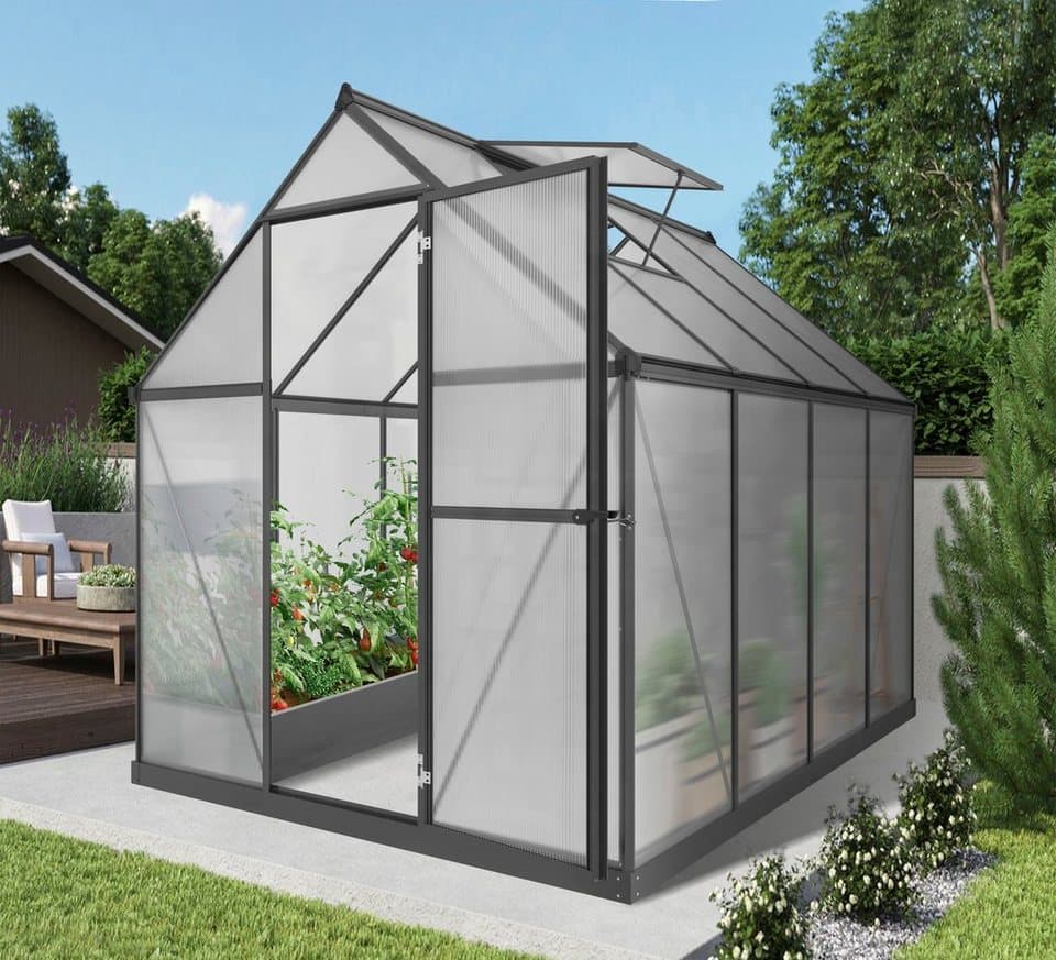 KONIFERA Gewächshaus Córdoba, BxTxH: 182 x 243 x 208 cm, 4 mm Wandstärke, Set, mit Fundamentrahmen