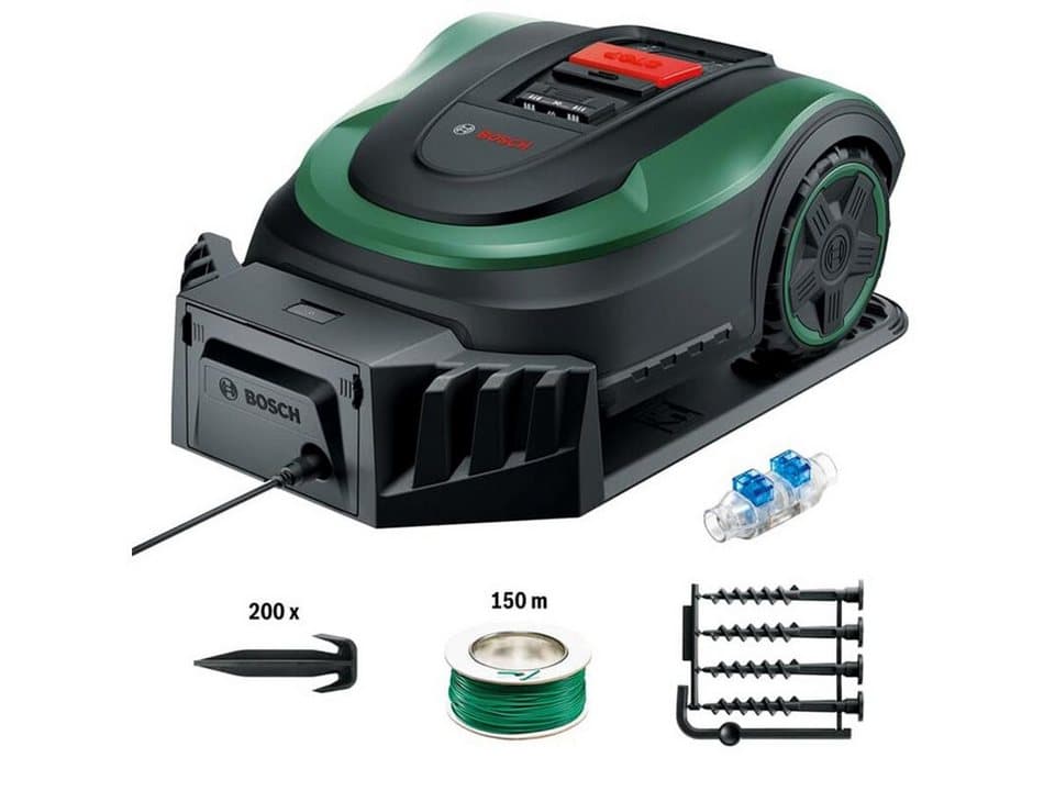 BOSCH Rasenmähroboter Indego S+ 500, bis 500 m² Rasenfläche, (Set, 6-St), inklusive App und Ladestation