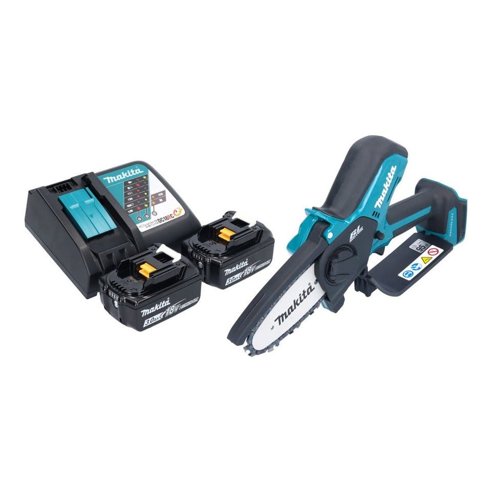 Makita Akku-Kettensäge DUC 101 RF201 18 V 10 cm Brushless + 2x Akku 3,0 Ah + Ladegerät