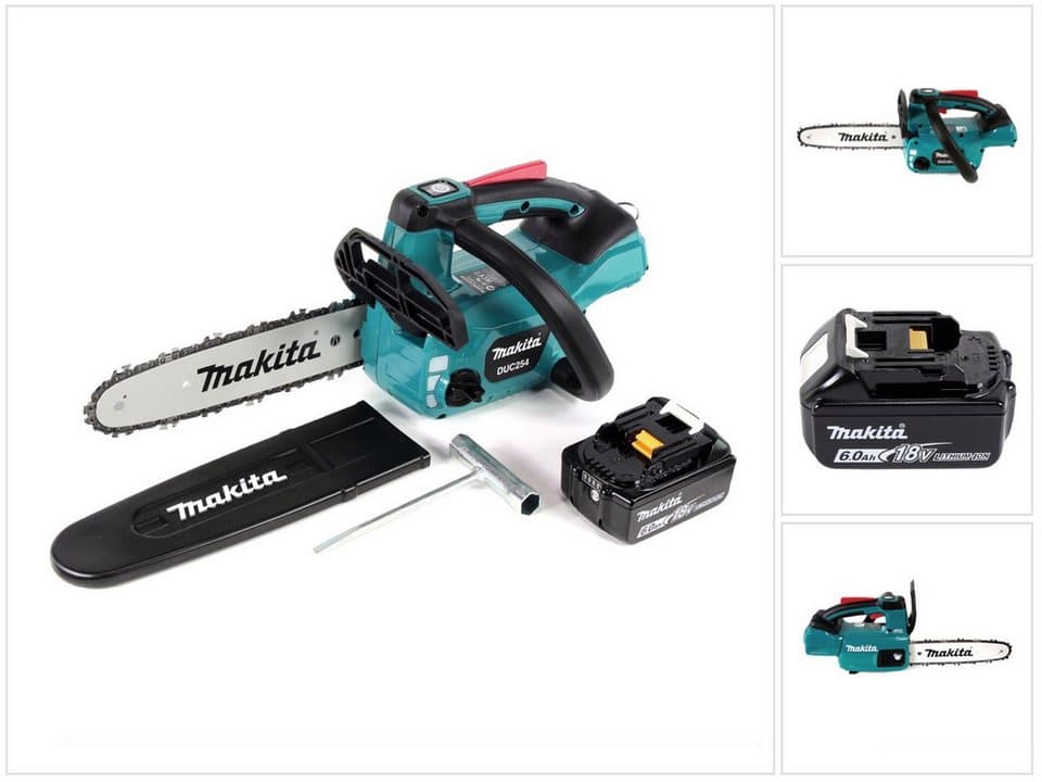 Makita Akku-Kettensäge DUC 254 G1 Akku Kettensäge 18 V 25 cm Brushless + 1x Akku 6,0 Ah - oh