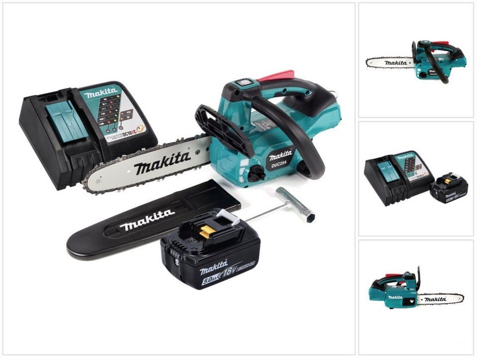 Makita Akku-Kettensäge DUC 254 RT1 Akku Kettensäge 18 V 25 cm Brushless + 1x Akku 5,0 Ah + L