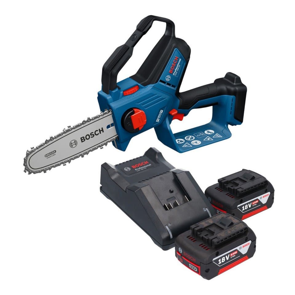 Bosch Professional Akku-Kettensäge GKE 18V-20 Professional 18 V 18 cm + 2x Akku 5,0 Ah + Ladegerät