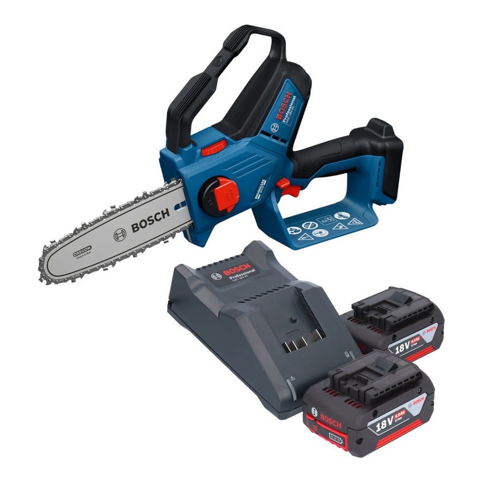 Bosch Professional Akku-Kettensäge GKE 18V-20 Professional 18 V 18 cm + 2x Akku 4,0 Ah + Ladegerät