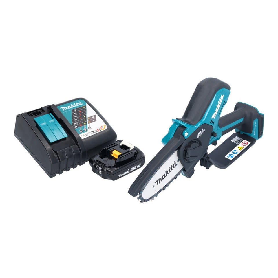 Makita Akku-Kettensäge DUC 101 RA01 18 V 10 cm Brushless + 1x Akku 2,0 Ah + Ladegerät