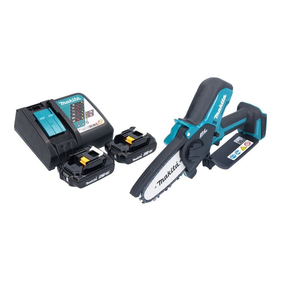 Makita Akku-Kettensäge DUC 101 RA201 18 V 10 cm Brushless + 2x Akku 2,0 Ah + Ladegerät